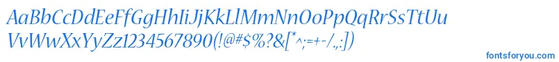NuevastdItalic-fontti – siniset fontit valkoisella taustalla