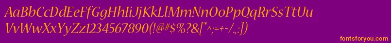 NuevastdItalic Font – Orange Fonts on Purple Background