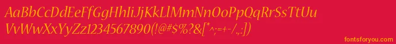 フォントNuevastdItalic – 赤い背景にオレンジの文字
