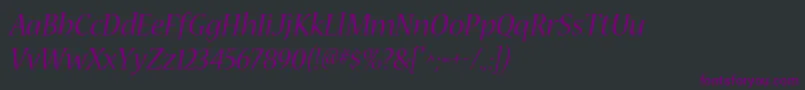 フォントNuevastdItalic – 黒い背景に紫のフォント