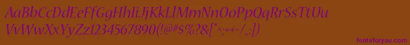 NuevastdItalic Font – Purple Fonts on Brown Background