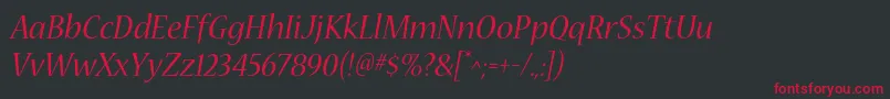 NuevastdItalic Font – Red Fonts on Black Background