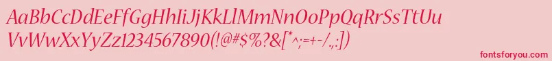 NuevastdItalic Font – Red Fonts on Pink Background