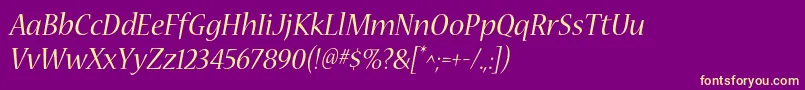 NuevastdItalic Font – Yellow Fonts on Purple Background