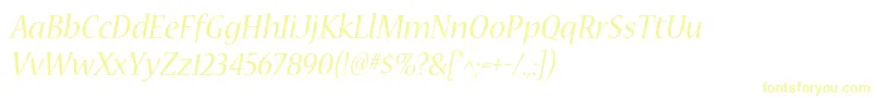 NuevastdItalic-fontti – keltaiset fontit valkoisella taustalla