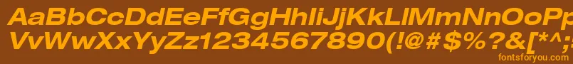 ContextRepriseExpandedSsiBoldExpandedItalic-Schriftart – Orangefarbene Schriften auf braunem Hintergrund