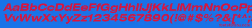 ContextRepriseExpandedSsiBoldExpandedItalic Font – Red Fonts on Blue Background
