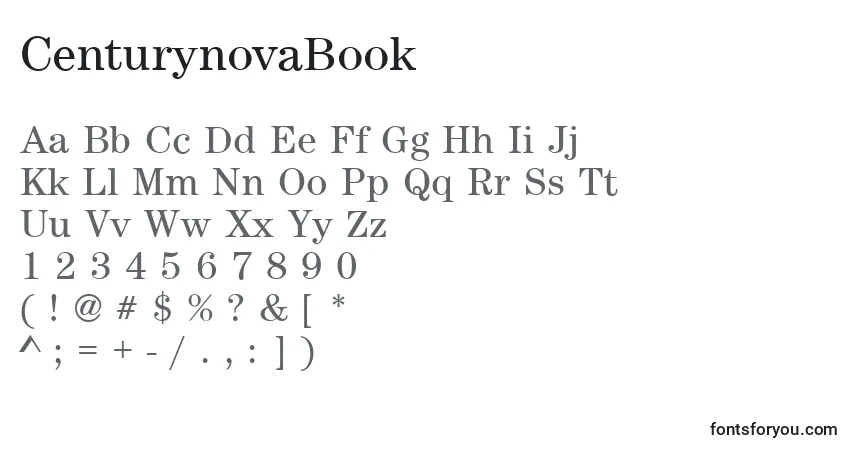 Czcionka CenturynovaBook – alfabet, cyfry, specjalne znaki