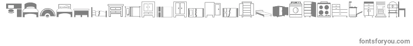 FurnitureRegular-fontti – harmaat kirjasimet valkoisella taustalla