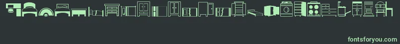 FurnitureRegular-fontti – vihreät fontit mustalla taustalla