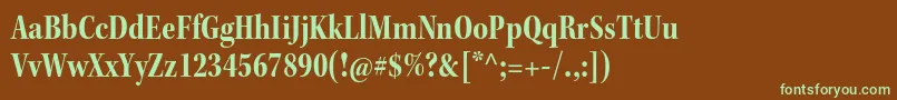 フォントKeplerstdBoldcnsubh – 緑色の文字が茶色の背景にあります。