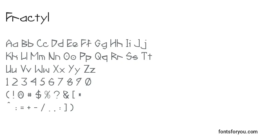 Schriftart Fractyl – Alphabet, Zahlen, spezielle Symbole