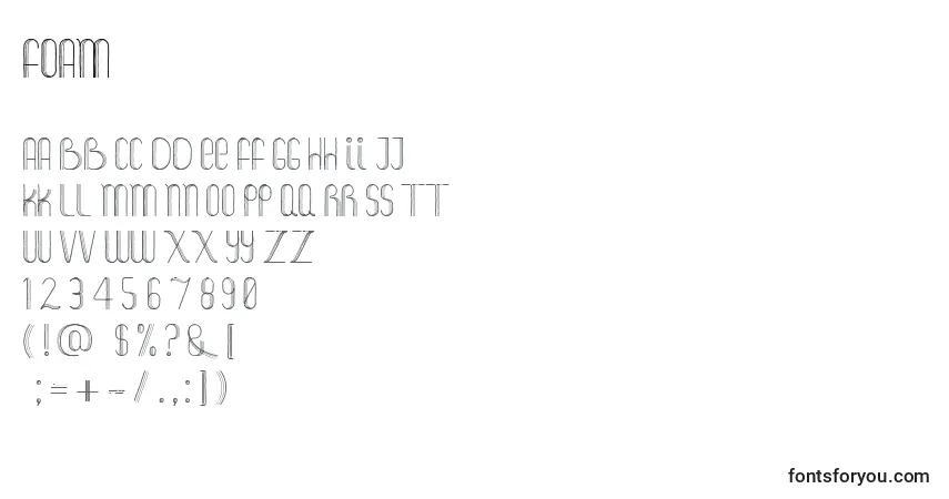 Шрифт Foam – алфавит, цифры, специальные символы