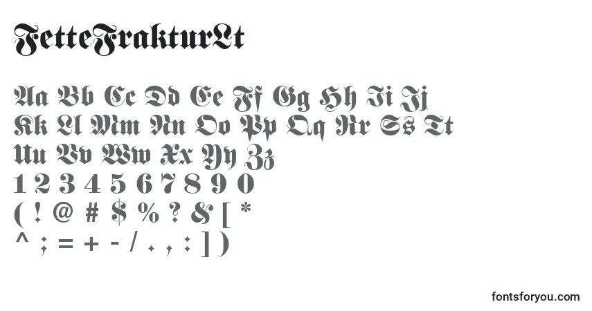 Schriftart FetteFrakturLt – Alphabet, Zahlen, spezielle Symbole