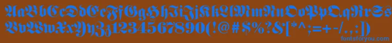FetteFrakturLt Font – Blue Fonts on Brown Background