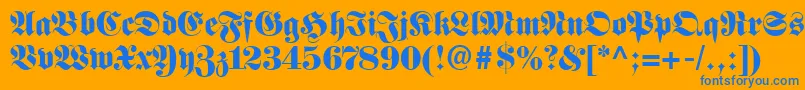 FetteFrakturLt Font – Blue Fonts on Orange Background
