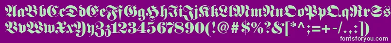 FetteFrakturLt Font – Green Fonts on Purple Background