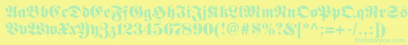 FetteFrakturLt Font – Green Fonts on Yellow Background