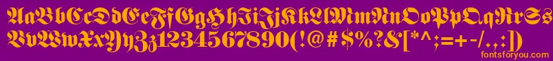 FetteFrakturLt Font – Orange Fonts on Purple Background
