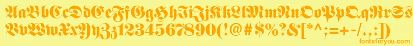 FetteFrakturLt Font – Orange Fonts on Yellow Background