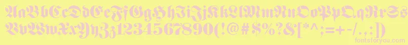 FetteFrakturLt Font – Pink Fonts on Yellow Background