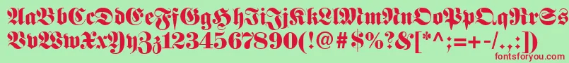 FetteFrakturLt Font – Red Fonts on Green Background