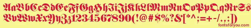 FetteFrakturLt-Schriftart – Rote Schriften auf gelbem Hintergrund