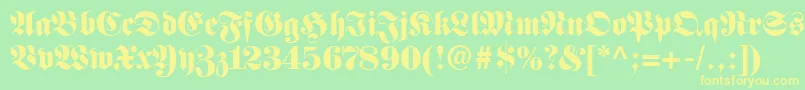 FetteFrakturLt Font – Yellow Fonts on Green Background