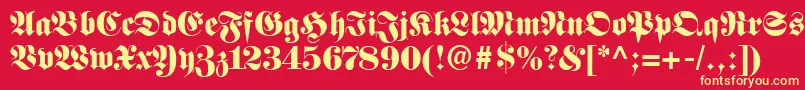 FetteFrakturLt Font – Yellow Fonts on Red Background