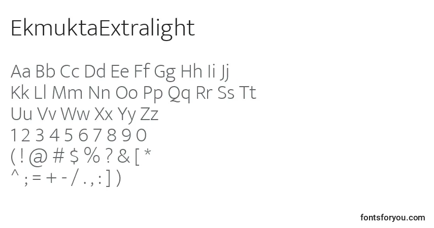 Шрифт EkmuktaExtralight – алфавит, цифры, специальные символы