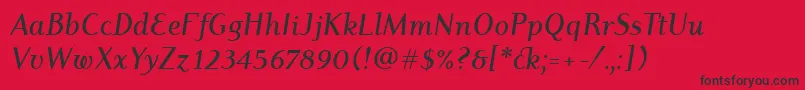 フォントDyadisItcMediumItalic – 赤い背景に黒い文字