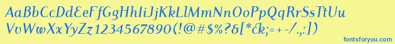 DyadisItcMediumItalic Font – Blue Fonts on Yellow Background