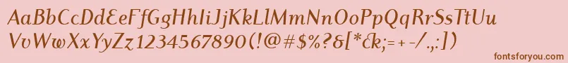 DyadisItcMediumItalic-Schriftart – Braune Schriften auf rosa Hintergrund