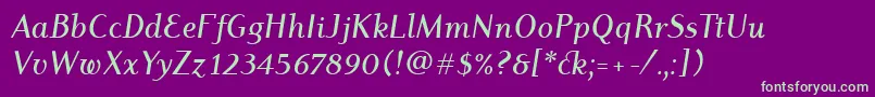 DyadisItcMediumItalic Font – Green Fonts on Purple Background
