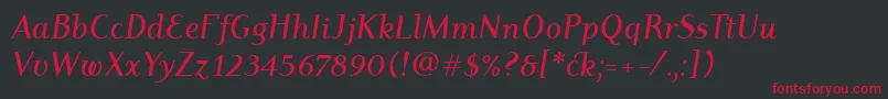 DyadisItcMediumItalic Font – Red Fonts on Black Background