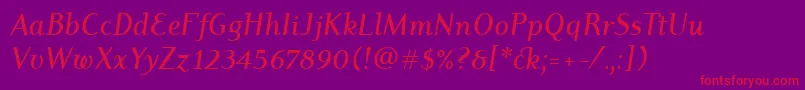 DyadisItcMediumItalic Font – Red Fonts on Purple Background