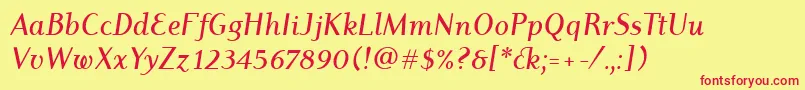 DyadisItcMediumItalic Font – Red Fonts on Yellow Background