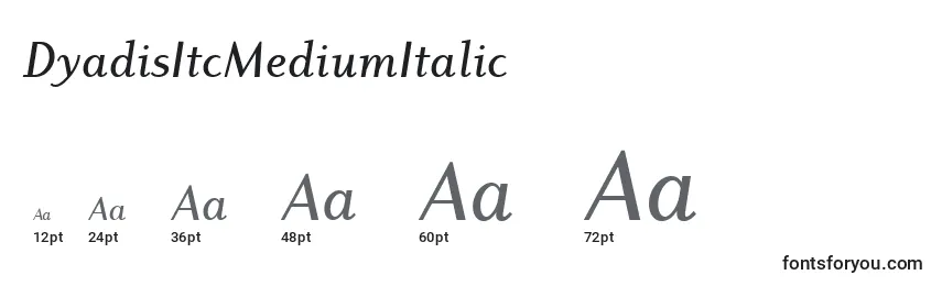 Размеры шрифта DyadisItcMediumItalic