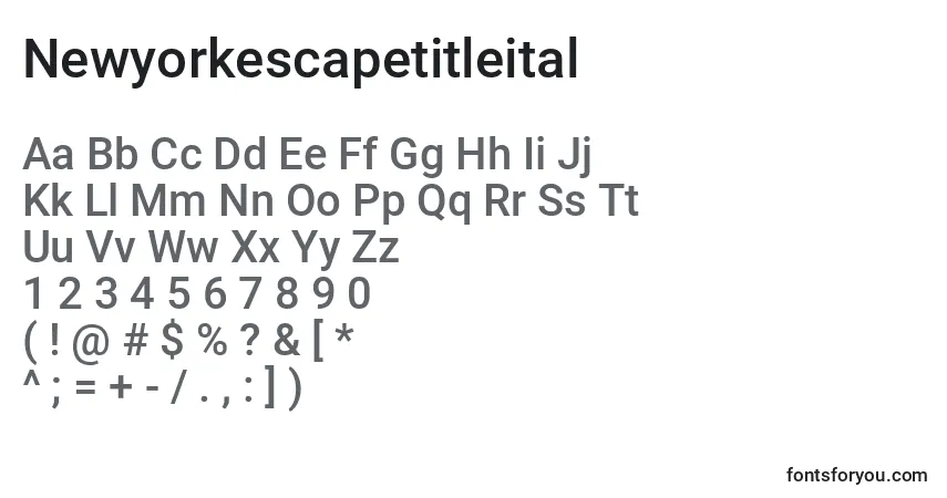 Schriftart Newyorkescapetitleital – Alphabet, Zahlen, spezielle Symbole
