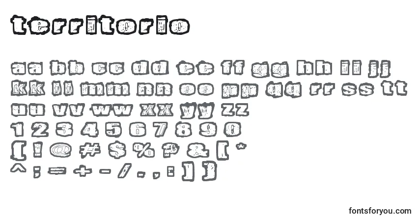 Шрифт Territorio – алфавит, цифры, специальные символы