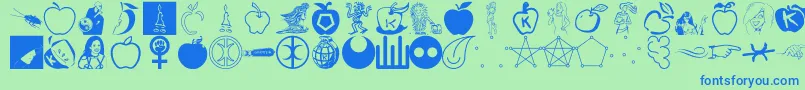 FnordHodge Font – Blue Fonts on Green Background