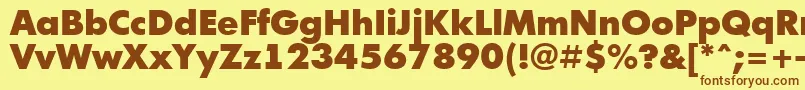 フォントFuturi1 – 茶色の文字が黄色の背景にあります。