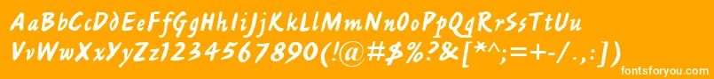 AshleyScriptMt-fontti – valkoiset fontit oranssilla taustalla
