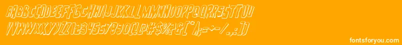 Zakenstein3Dital-Schriftart – Weiße Schriften auf orangefarbenem Hintergrund