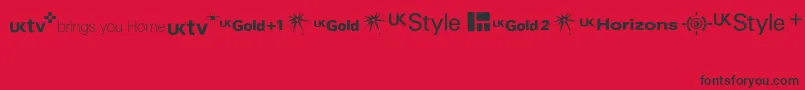 UktvFamilyLogos Font – Black Fonts on Red Background