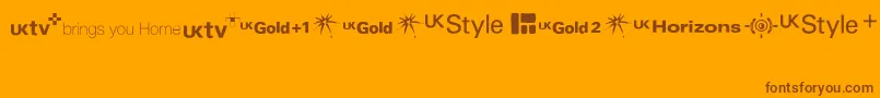 Weitere Informationen zur UktvFamilyLogos-Schriftart UktvFamilyLogos-Schriftart – Braune Schriften auf orangefarbenem Hintergrund