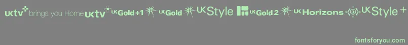 UktvFamilyLogos Font – Green Fonts on Gray Background