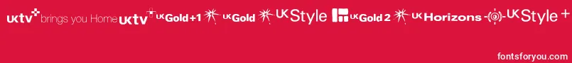 UktvFamilyLogos Font – White Fonts on Red Background