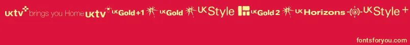 Шрифт UktvFamilyLogos – жёлтые шрифты на красном фоне