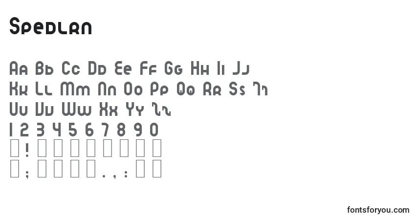 Czcionka Spedlrn – alfabet, cyfry, specjalne znaki